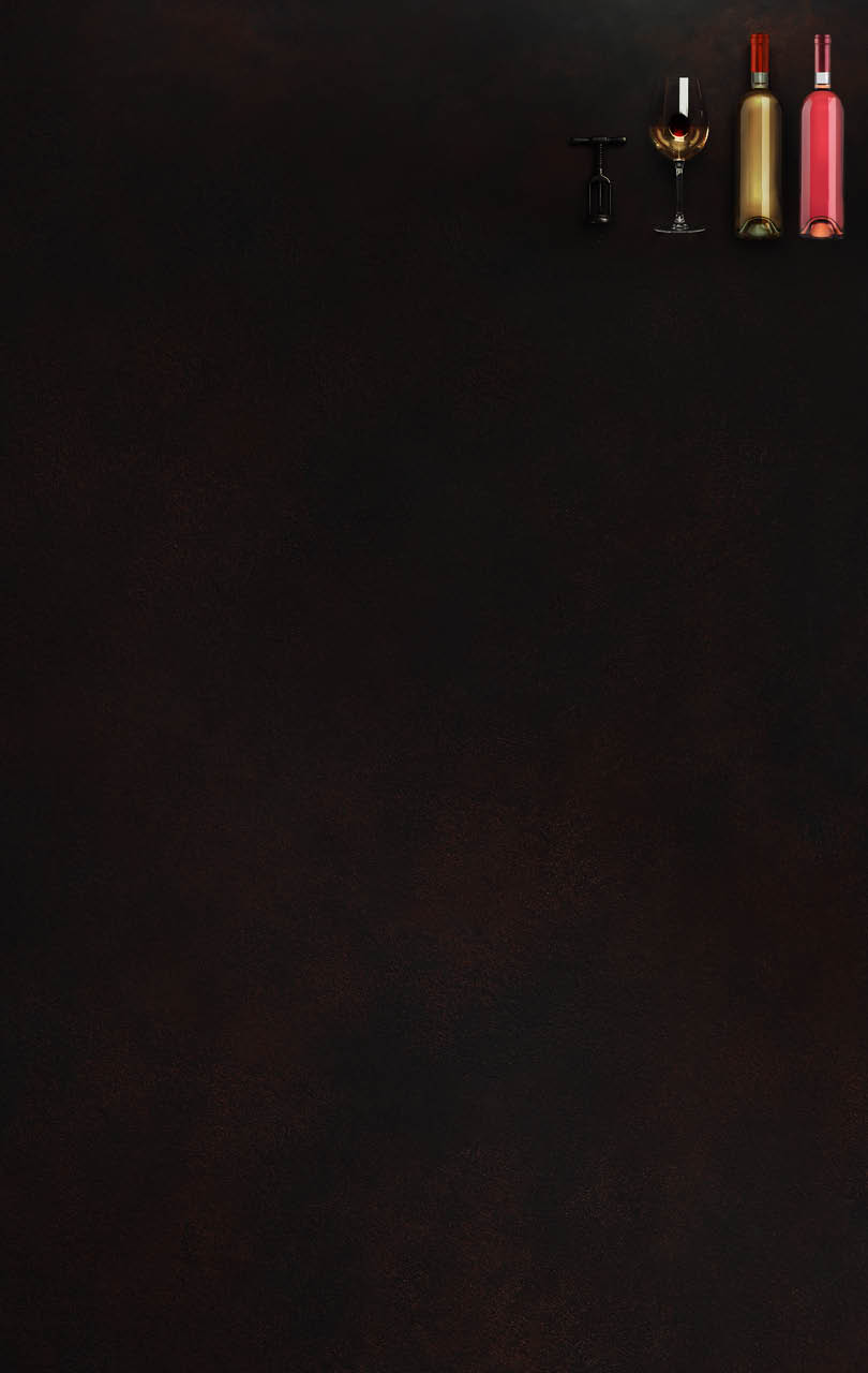 Bottle of wine with wineglass and corkscrew on rusty brown background. Panoramic top view with copy space for your text.