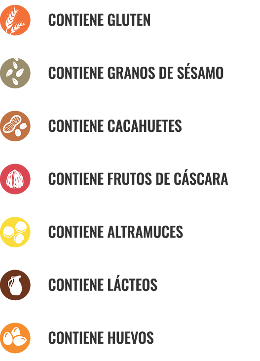  CONTIENE GLUTEN  CONTIENE GRANOS DE S SAMO   CONTIENE CACAHUETES   CONTIENE FRUTOS DE C SCARA   CONTIENE ALTRAMUCES...
